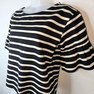 J. Crew Black and White Boxy Short Sleeve Blouse